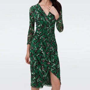 DVF - Charlotte Mesh Dress in Clover Twigs Green